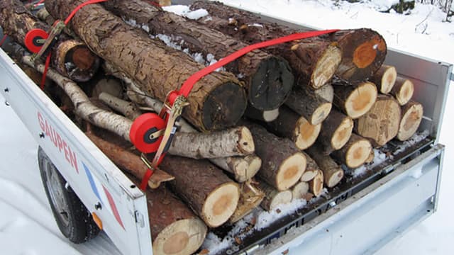 Puiden kiinnitys kuormaliinoilla peräkärryssä