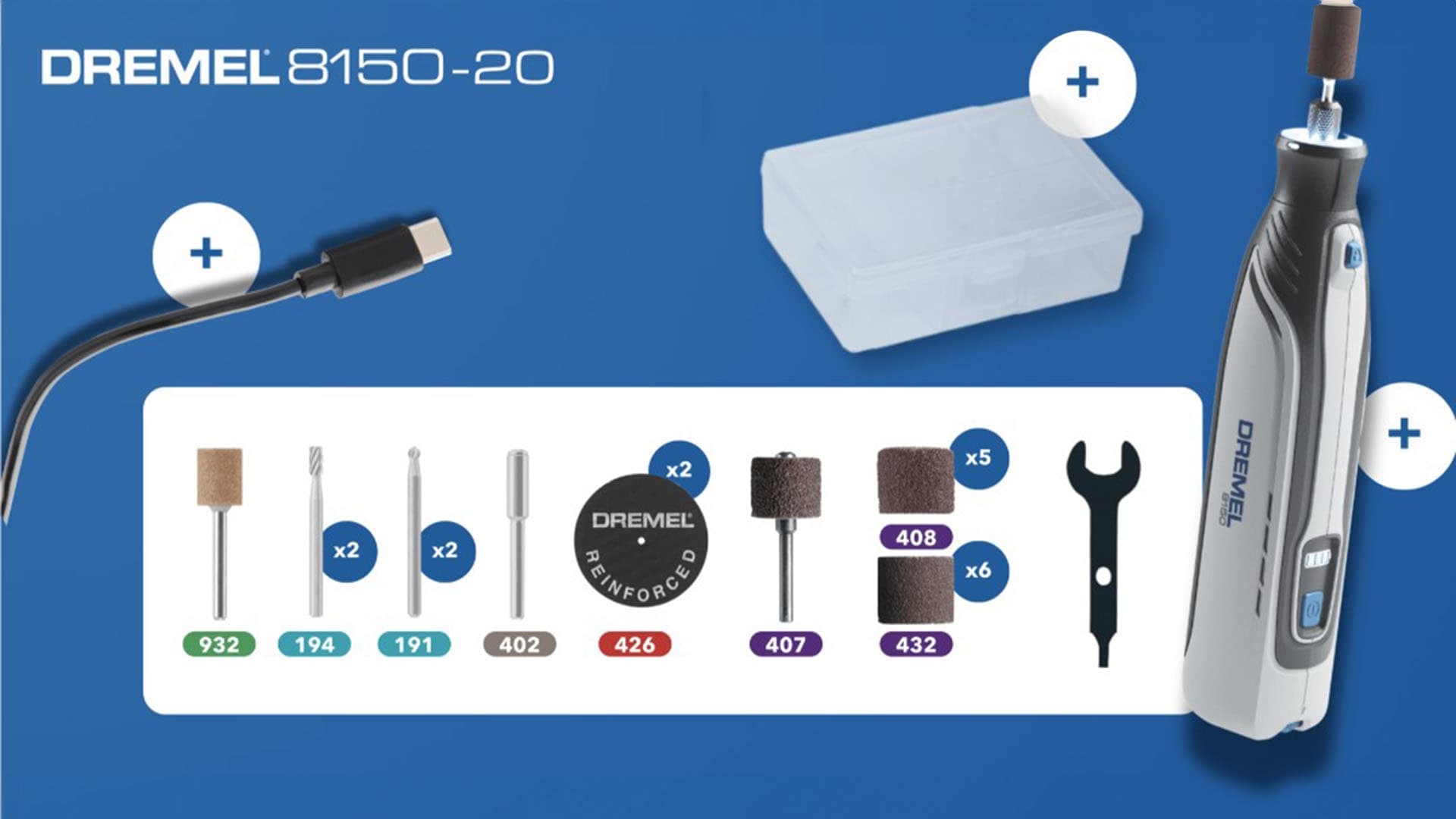 Dremel 8150 mukana tulevat tarvikkeet