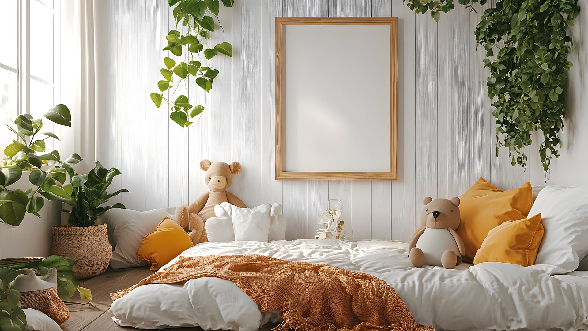 <p data-block-key="r2kk7">8. Voihan sitä nukkua lattiallakin. Boho-tyylinen makuuhuone. Kuva Adobe Stock.</p>