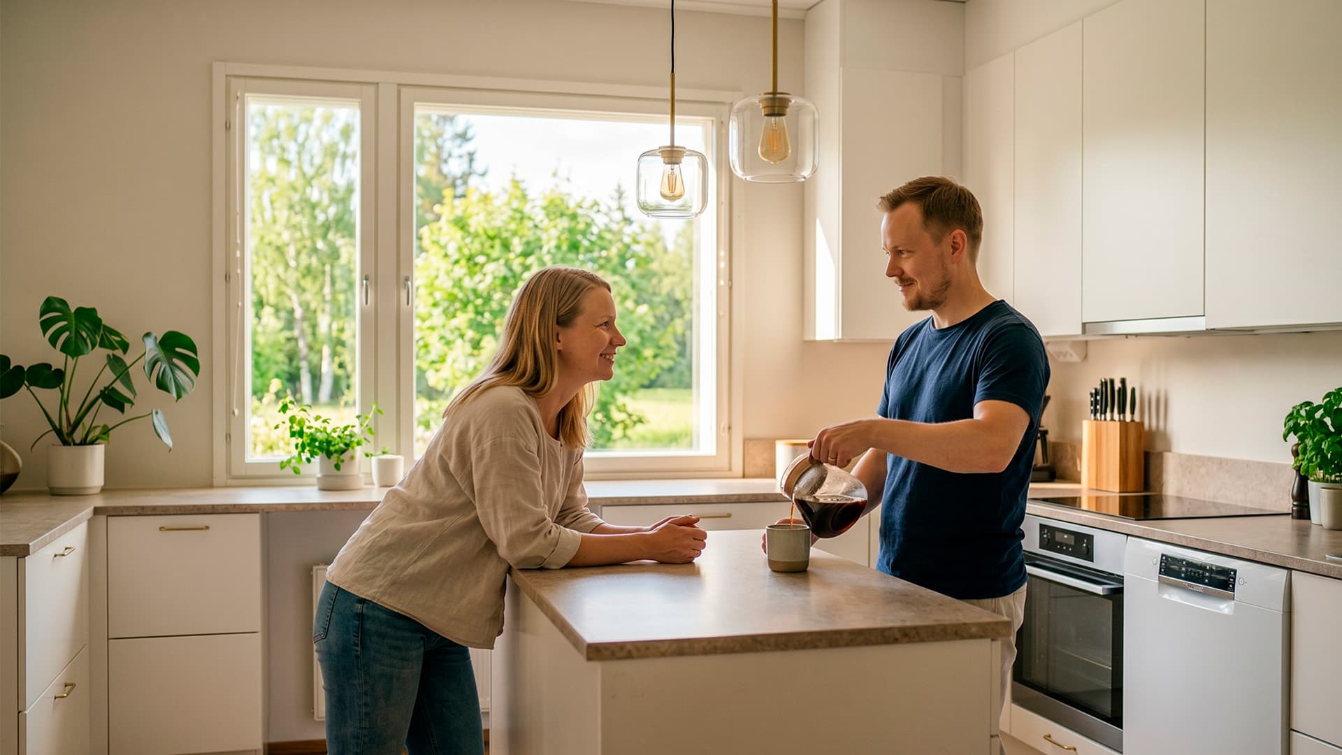 <p data-block-key="nipe1">Suunnittele keittiö, joka toimii arkesi ympärillä joka päivä. Lopullinen hinta riippuu materiaaleista ja siitä, kuinka paljon tekee itse. (Kuva luotu tekoälyllä.)</p>